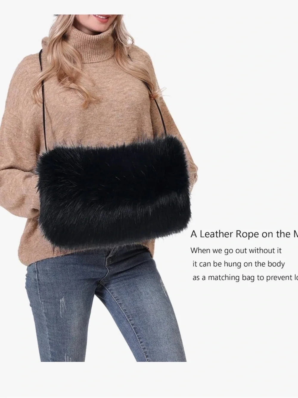 NEW Faux Fur Black Muffler Elegant Dinner Parties